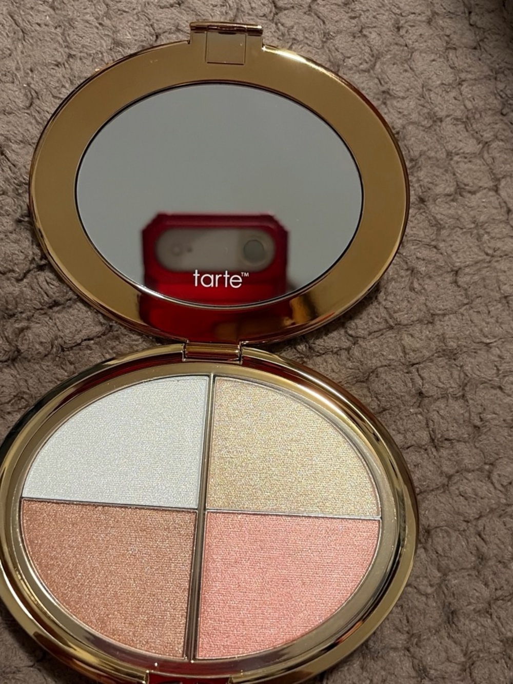 tarte Glow Quartet Highlight Palette — Champagne, Pearl, Peach & Golden Peach